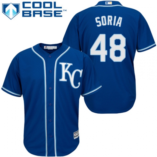 Men's Majestic Kansas City Royals 48 Joakim Soria Replica Blue Alternate 2 Cool Base MLB Jersey