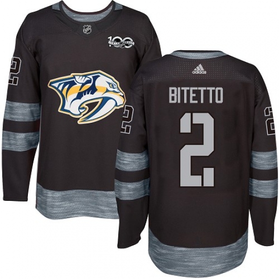 Men's Adidas Nashville Predators 2 Anthony Bitetto Authentic Black 1917-2017 100th Anniversary NHL Jersey