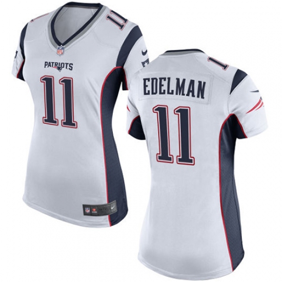 Women's Nike New England Patriots 11 Julian Edelman Game White NFL Jersey