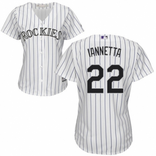 Women's Majestic Colorado Rockies 22 Chris Iannetta Replica White Home Cool Base MLB Jersey