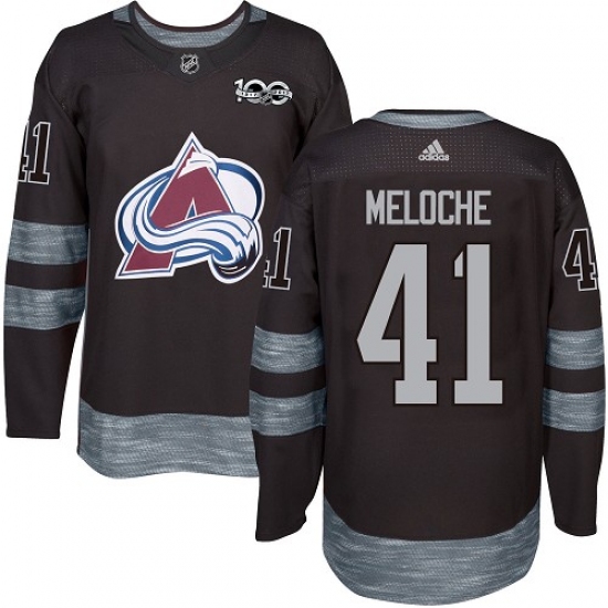 Men's Adidas Colorado Avalanche 41 Nicolas Meloche Premier Black 1917-2017 100th Anniversary NHL Jersey