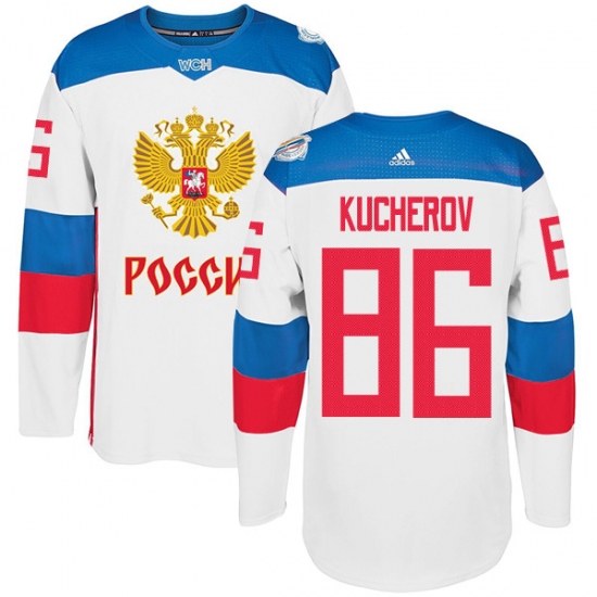 Men's Adidas Team Russia 86 Nikita Kucherov Premier White Home 2016 World Cup of Hockey Jersey