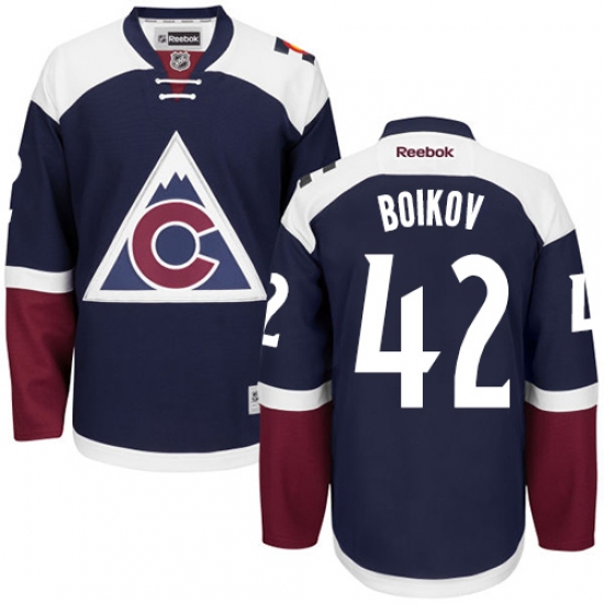 Men's Reebok Colorado Avalanche 42 Sergei Boikov Premier Blue Third NHL Jersey