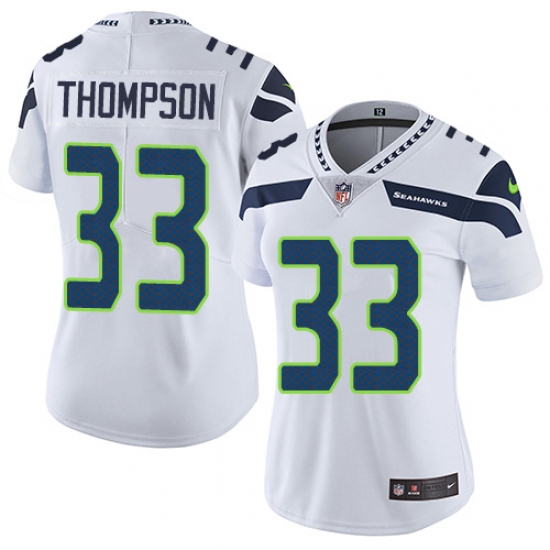 Women's Nike Seattle Seahawks 33 Tedric Thompson Elite White NFL Jersey