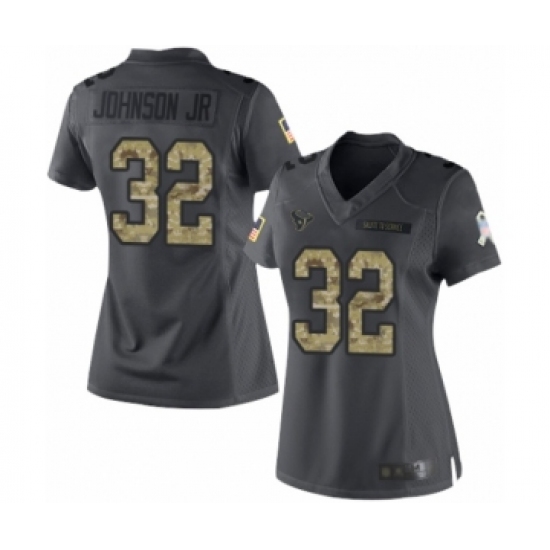 Women's Houston Texans 32 Lonnie Johnson Limited Black 2016 Salute to Service Football Jersey