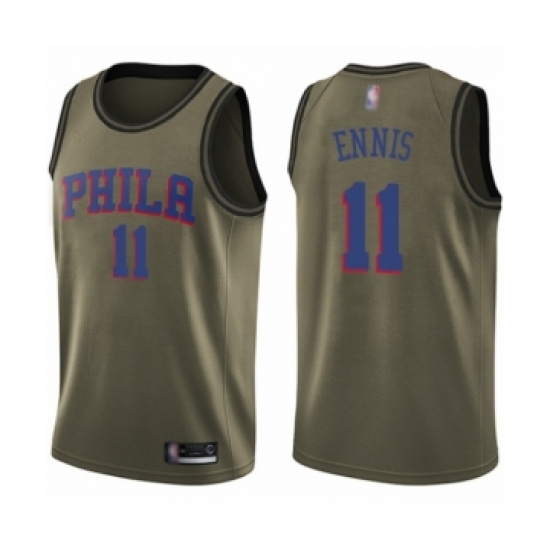 Youth Philadelphia 76ers 11 James Ennis Swingman Green Salute to Service Basketball Jersey
