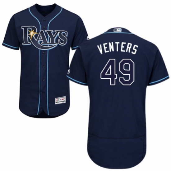 Men's Majestic Tampa Bay Rays 49 Jonny Venters Navy Blue Alternate Flex Base Authentic Collection MLB Jersey