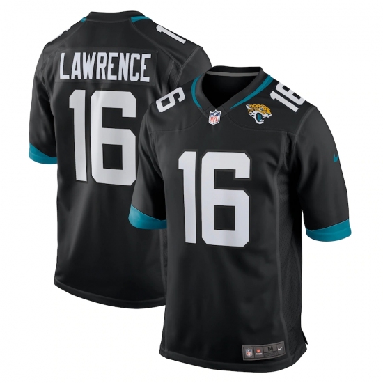 Youth Jacksonville Jaguars 16 Trevor Lawrence Black Nike Teal 2021 NFL Draft First Round Pick Game Jersey