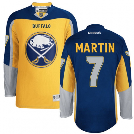 Men's Reebok Buffalo Sabres 7 Rick Martin Authentic Gold New Third NHL Jersey