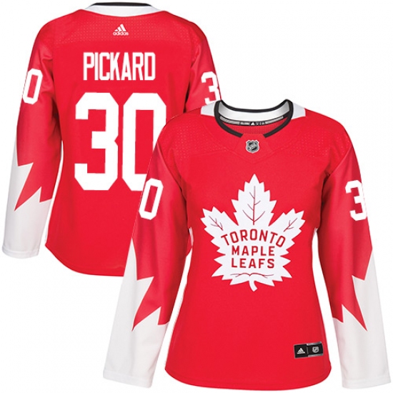 Women's Adidas Toronto Maple Leafs 30 Calvin Pickard Authentic Red Alternate NHL Jersey