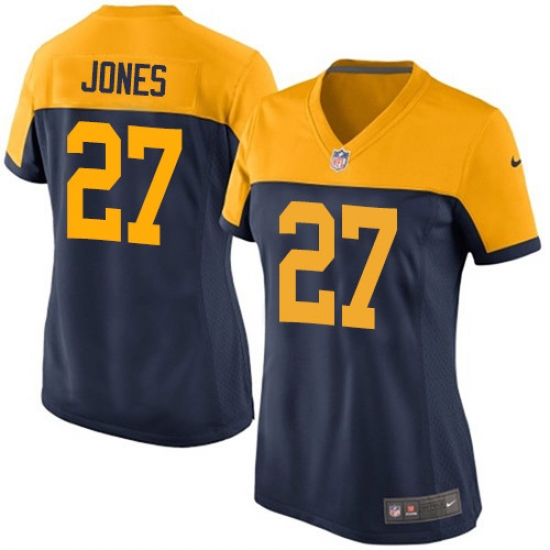 Women's Nike Green Bay Packers 27 Josh Jones Elite Navy Blue Alternate NFL Jersey