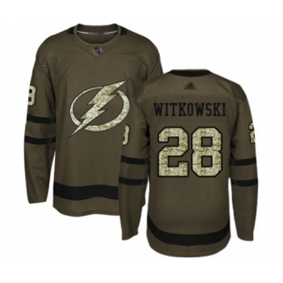 Youth Tampa Bay Lightning 28 Luke Witkowski Authentic Green Salute to Service Hockey Jersey