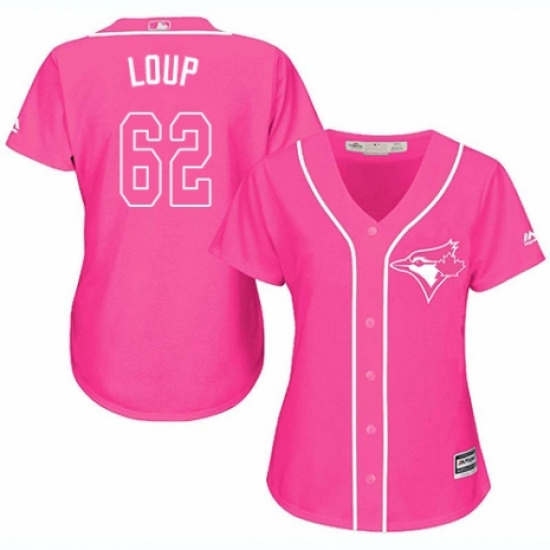 Women's Majestic Toronto Blue Jays 62 Aaron Loup Replica Pink Fashion Cool Base MLB Jersey