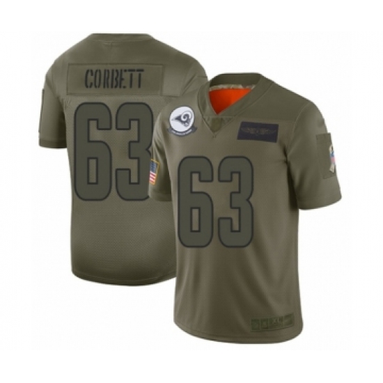 Youth Los Angeles Rams 63 Austin Corbett Limited Olive 2019 Salute to Service Football Jersey