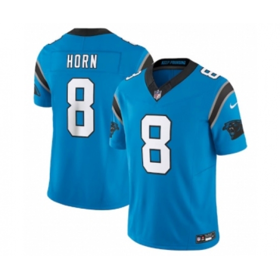 Men's Nike Carolina Panthers 8 Jaycee Horn Blue 2023 F.U.S.E. Vapor Untouchable Stitched Football Jersey