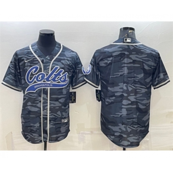 Men's Indianapolis Colts Blank Gray Camo With Patch Cool Base Stitched Baseball Jersey