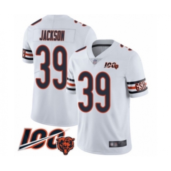 Men's Chicago Bears 39 Eddie Jackson White Vapor Untouchable Limited Player 100th Season Football Jersey