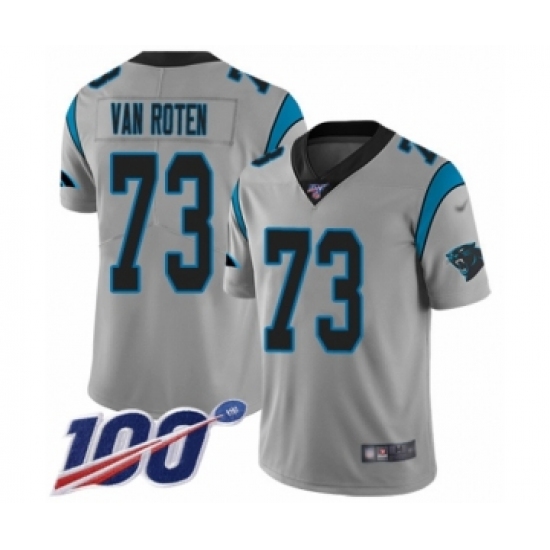 Men's Carolina Panthers 73 Greg Van Roten Silver Inverted Legend Limited 100th Season Football Jersey