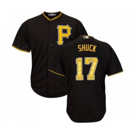 Men's Pittsburgh Pirates 17 JB Shuck Authentic Black Team Logo Fashion Cool Base Baseball Jersey