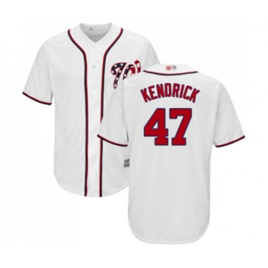 Youth Washington Nationals 47 Howie Kendrick Replica White Home Cool Base Baseball Jersey