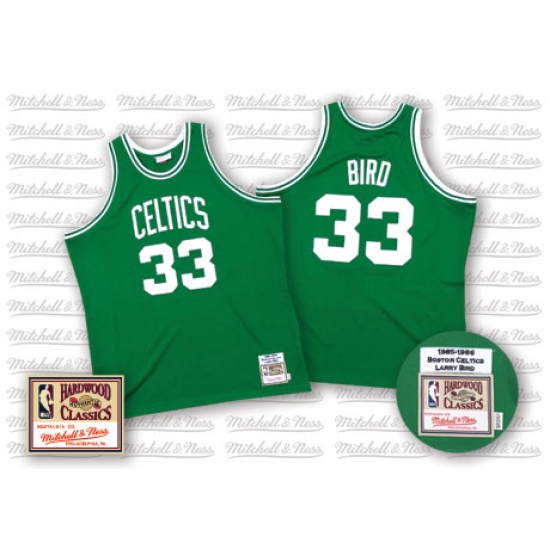 Men's Mitchell and Ness Boston Celtics 33 Larry Bird Authentic Green Throwback NBA Jersey