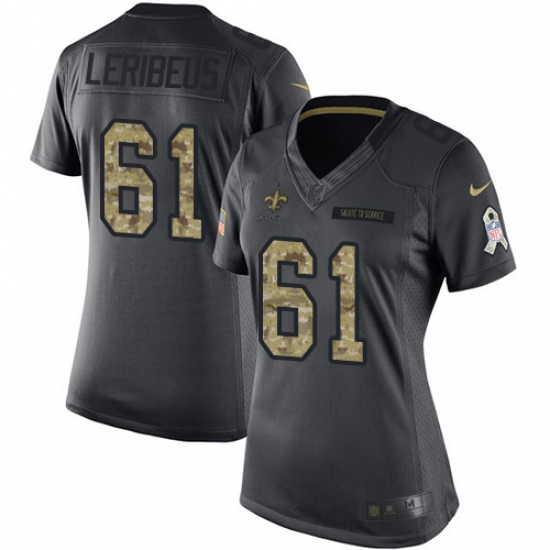 Women's Nike New Orleans Saints 61 Josh LeRibeus Limited Black 2016 Salute to Service NFL Jersey