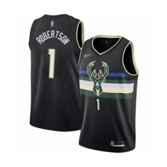 Women's Milwaukee Bucks 1 Oscar Robertson Swingman Black Finished Basketball Jersey - Statement Edition