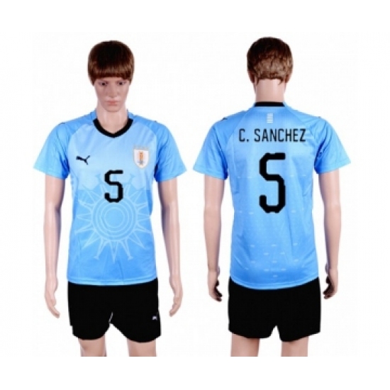 Uruguay 5 C.Sanchez Home Soccer Country Jersey