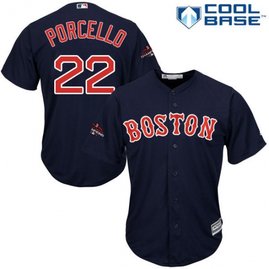 Youth Majestic Boston Red Sox 22 Rick Porcello Authentic Navy Blue Alternate Road Cool Base 2018 World Series Champions MLB Jersey