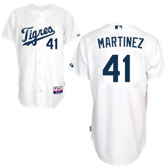 Men's Majestic Detroit Tigers 41 Victor Martinez Authentic White "Los Tigres" MLB Jersey