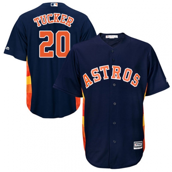 Youth Majestic Houston Astros 20 Preston Tucker Authentic Navy Blue Alternate Cool Base MLB Jersey