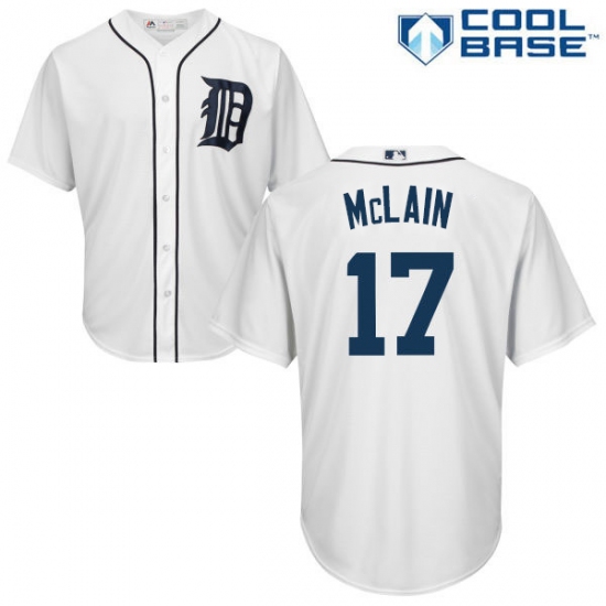 Men's Majestic Detroit Tigers 17 Denny Mclain Replica White Home Cool Base MLB Jersey