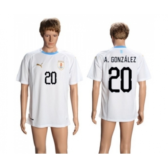 Uruguay 20 A.Gonzalez Away Soccer Country Jersey