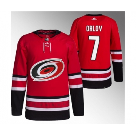 Men's Carolina Hurricanes 7 Dmitry Orlov Red Stitched Jersey