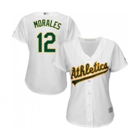Women's Oakland Athletics 12 Kendrys Morales Replica White Home Cool Base Baseball Jersey