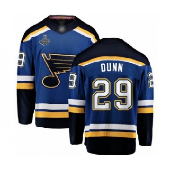 Men's St. Louis Blues 29 Vince Dunn Fanatics Branded Royal Blue Home Breakaway 2019 Stanley Cup Champions Hockey Jersey