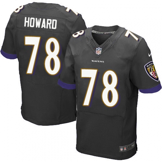 Men's Nike Baltimore Ravens 78 Austin Howard Elite Black Alternate NFL Jersey