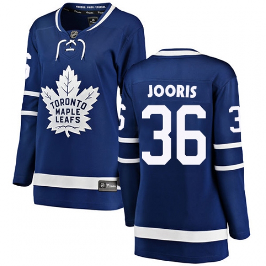 Women's Toronto Maple Leafs 36 Josh Jooris Authentic Royal Blue Home Fanatics Branded Breakaway NHL Jersey