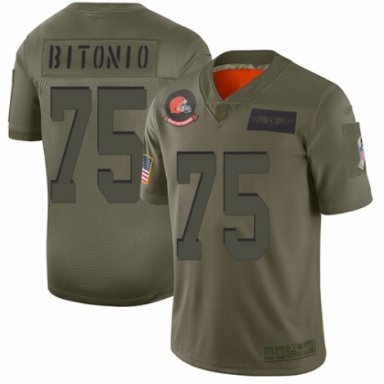 Men's Cleveland Browns 75 Joel Bitonio Limited Camo 2019 Salute to Service Football Jersey