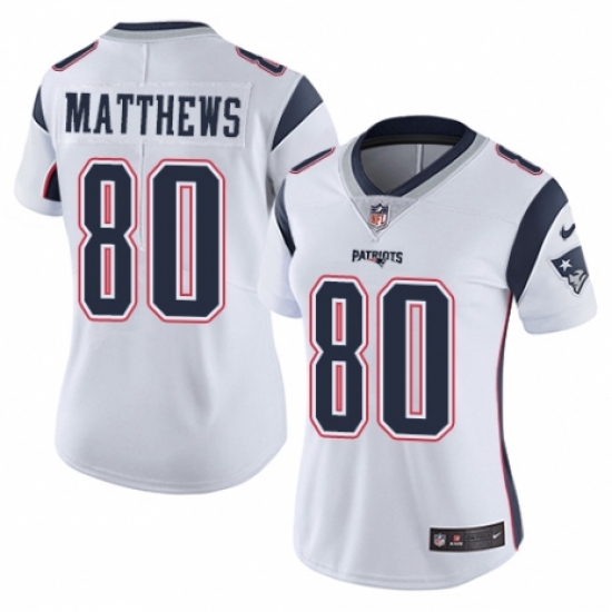 Women's Nike New England Patriots 80 Jordan Matthews White Vapor Untouchable Limited Player NFL Jersey