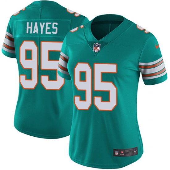 Women's Nike Miami Dolphins 95 William Hayes Aqua Green Alternate Vapor Untouchable Limited Player NFL Jersey