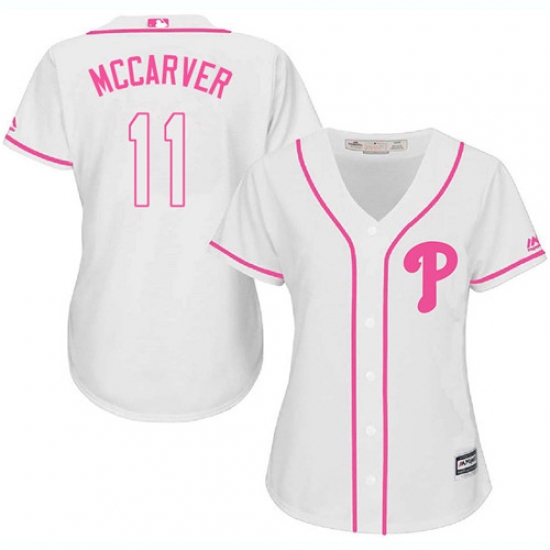 Women's Majestic Philadelphia Phillies 11 Tim McCarver Authentic White Fashion Cool Base MLB Jersey