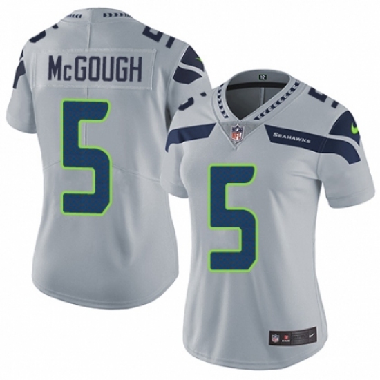 Women's Nike Seattle Seahawks 5 Alex McGough Grey Alternate Vapor Untouchable Limited Player NFL Jersey