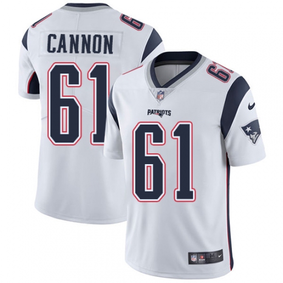 Men's Nike New England Patriots 61 Marcus Cannon White Vapor Untouchable Limited Player NFL Jersey