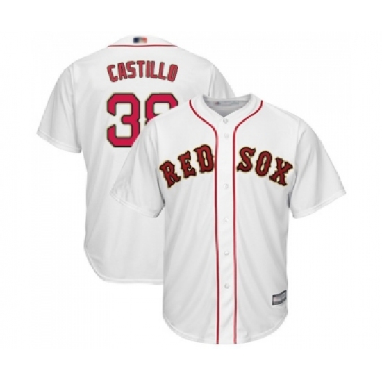 Youth Boston Red Sox 38 Rusney Castillo Authentic White 2019 Gold Program Cool Base Baseball Jersey