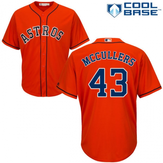 Youth Majestic Houston Astros 43 Lance McCullers Authentic Orange Alternate Cool Base MLB Jersey