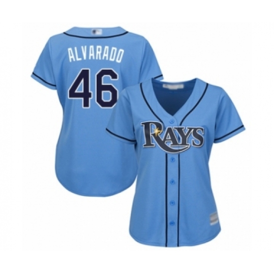 Women's Tampa Bay Rays 46 Jose Alvarado Authentic Light Blue Alternate 2 Cool Base Baseball Player Jersey