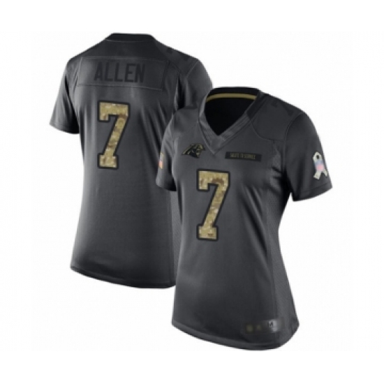 Women's Carolina Panthers 7 Kyle Allen Limited Black 2016 Salute to Service Football Jersey