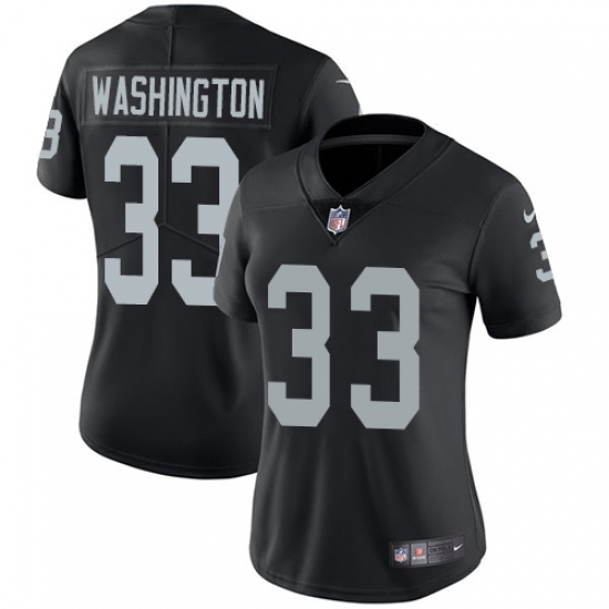 Women's Nike Oakland Raiders 33 DeAndre Washington Elite Black Team Color NFL Jersey