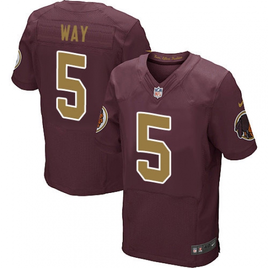 Men's Nike Washington Redskins 5 Tress Way Elite Burgundy Red/Gold Number Alternate 80TH Anniversary NFL Jersey